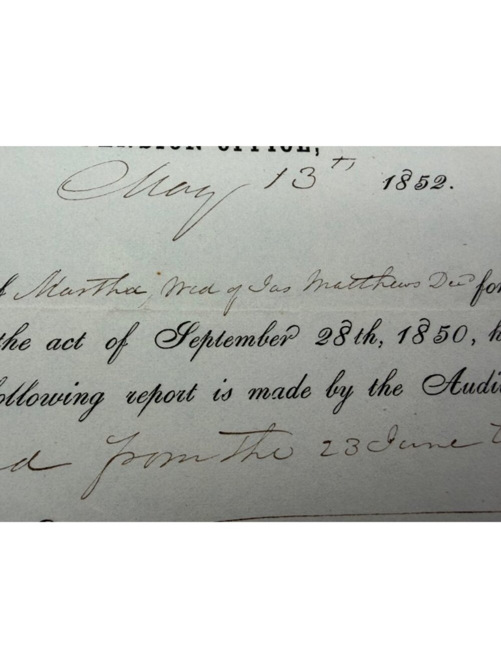 1852 US Pension Office Letter Bounty Land Claim Rejected Syracuse NY US Gov Doc - Picture 6 of 7